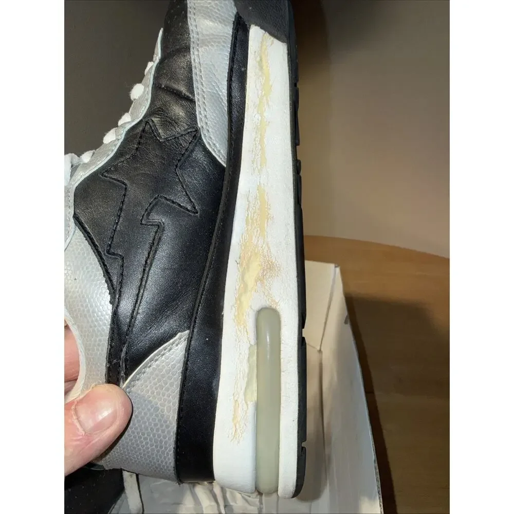Size 11 Bape RODSTA Snakeskin Black Grey White OG BOX